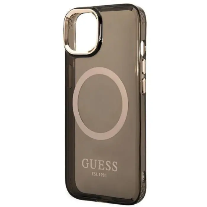 Guess - GUESS iPhone 14 Plus Skal Magsafe Gold Outline Translucent - Svart