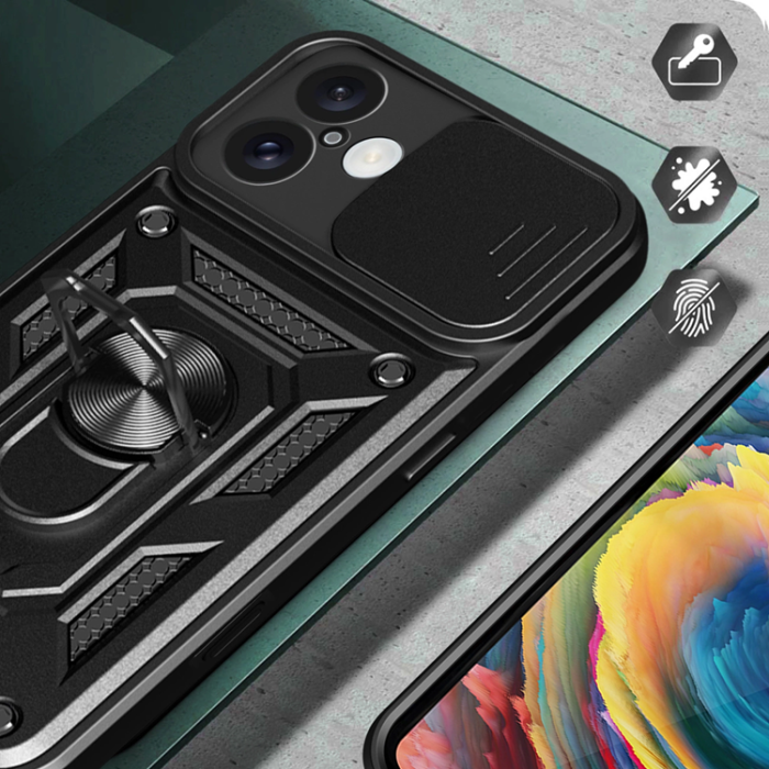 OEM - iPhone 16 Mobilskal Hybrid Armor Camshield - Svart