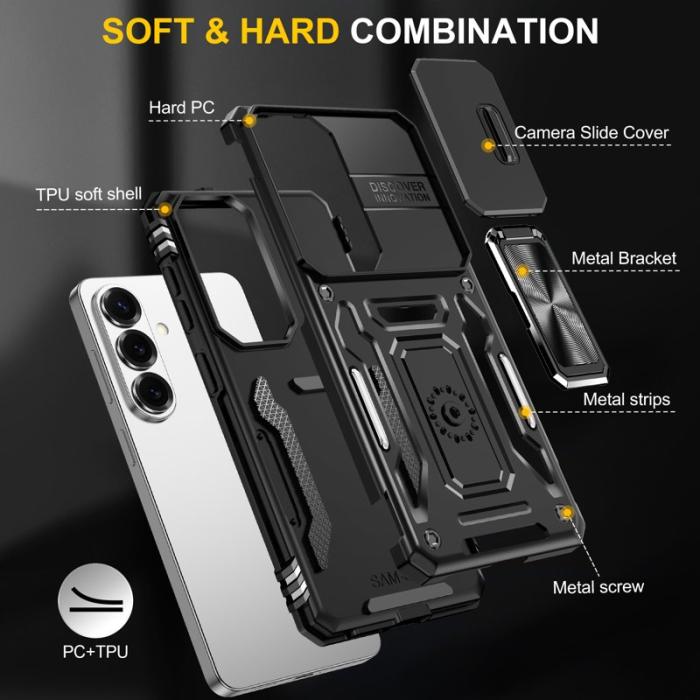 OEM - Mobilskal för Samsung Galaxy S26 Kickstand PC + TPU - Svart