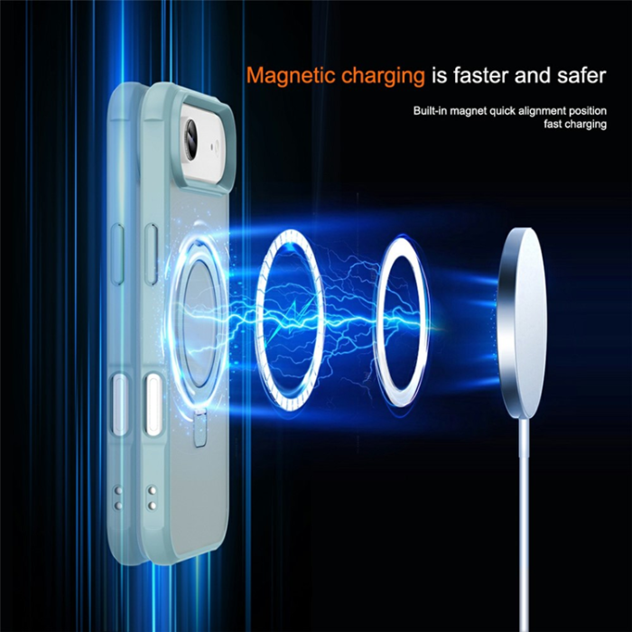 A-One Brand - iPhone 17 Air Mobilskal MagSafe TPU+PC Kickstand - Sjöblå