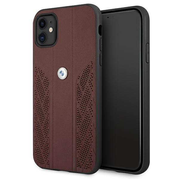 BMW Läder Curve Perforate Skal iPhone 11 - Röd | 2353 | AlltMobil