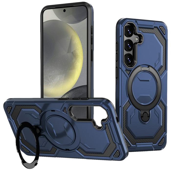 OEM - Mobilskal för Samsung Galaxy S26 Plus Magnetiskt Ring Kickstand PC + TPU - Blå