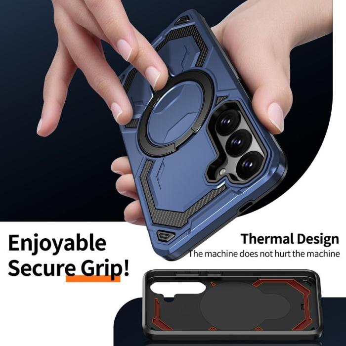 OEM - Mobilskal för Samsung Galaxy S26 Plus Magnetiskt Ring Kickstand PC + TPU - Blå
