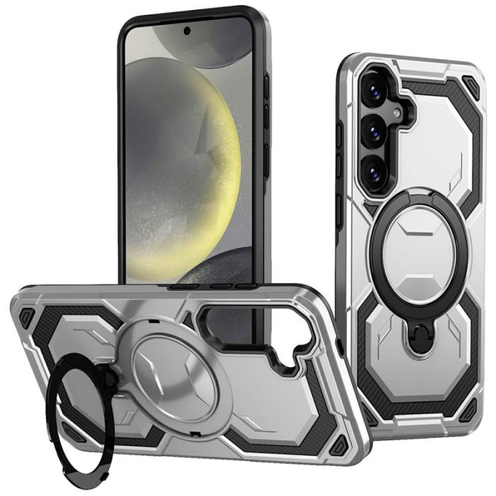 OEM - Mobilskal för Samsung Galaxy S26 Plus Magnetiskt Ring Kickstand PC + TPU - Grå