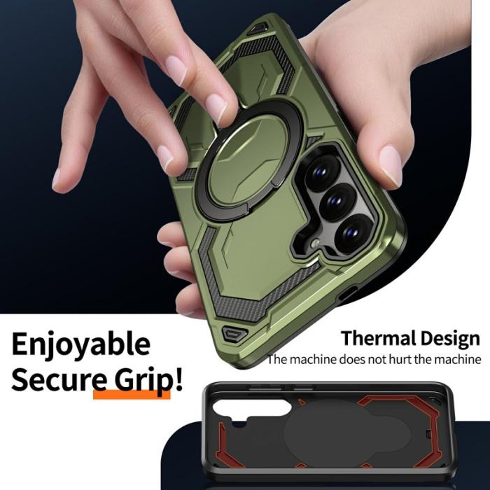 OEM - Mobilskal för Samsung Galaxy S26 Plus Magnetiskt Ring Kickstand PC + TPU - Grön