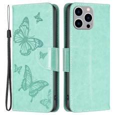 A-One Brand - iPhone 14 Pro Max Pl&aring;nboksfodral Butterflies Imprinted - Turkos