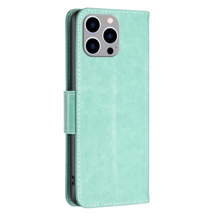 A-One Brand - iPhone 14 Pro Max Plånboksfodral Butterflies Imprinted - Turkos