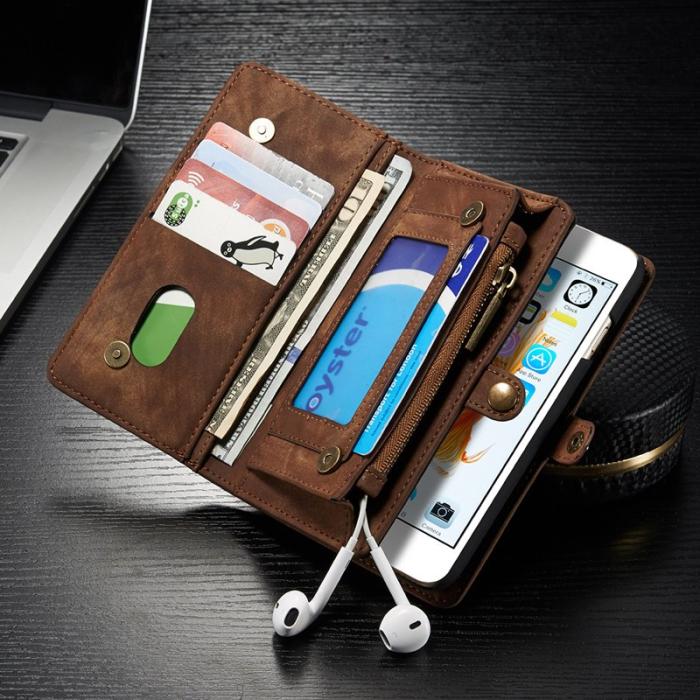 Caseme - CASEME 008 iPhone 6s Plånboksfodral Retro Konstläder Multi-slot Brun