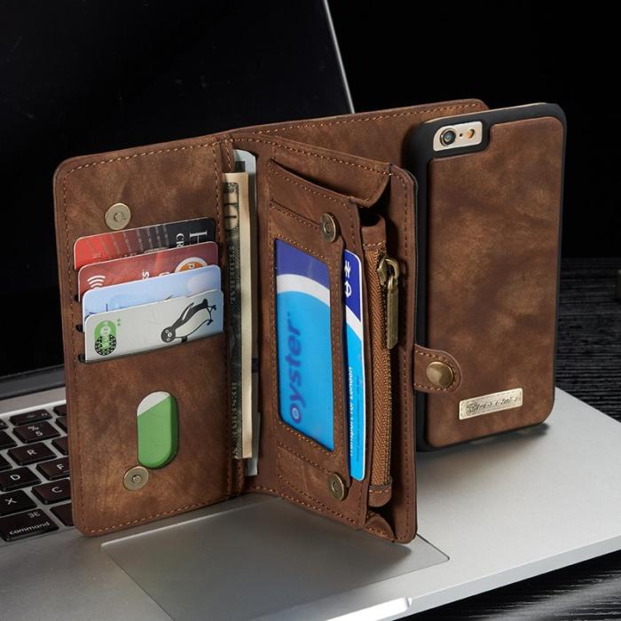 Caseme - CASEME 008 iPhone 6s Plånboksfodral Retro Konstläder Multi-slot Brun