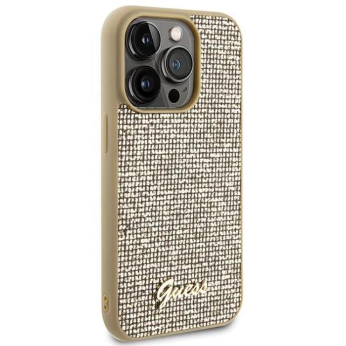 Guess - Guess iPhone 15 Pro Mobilskal Disco Metal Script - Guld