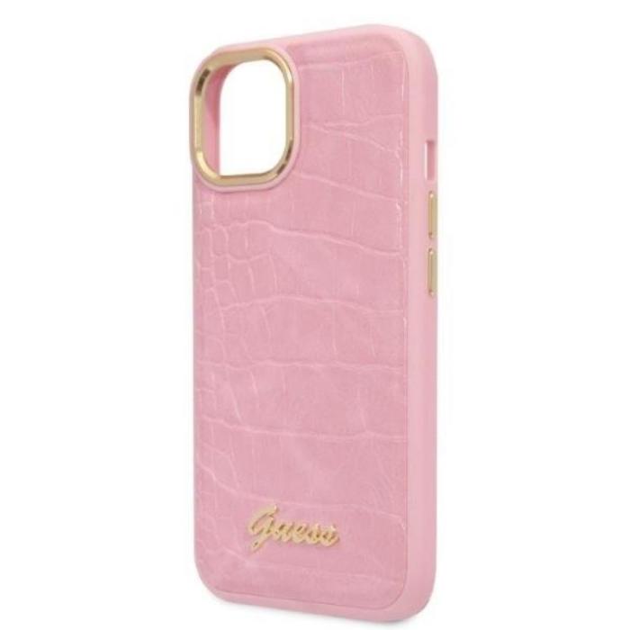 Guess - GUESS iPhone 14 Plus Skal Croco Collection - Rosa