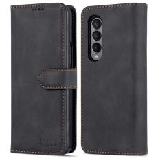 AZNS - AZNS Samsung Galaxy Z Fold4 5G Pl&aring;nboksfodral Konstl&auml;der - Svart