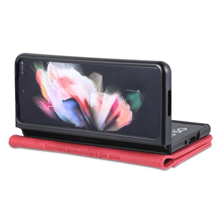 AZNS - AZNS Samsung Galaxy Z Fold3 Plånboksfodral Konstläder - Röd