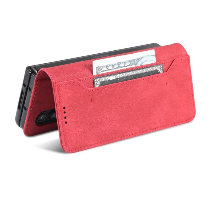 AZNS - AZNS Samsung Galaxy Z Fold3 Plånboksfodral Konstläder - Röd