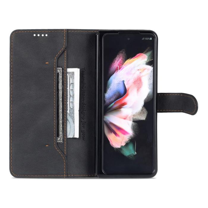 AZNS - AZNS Samsung Galaxy Z Fold3 Plånboksfodral Konstläder - Svart