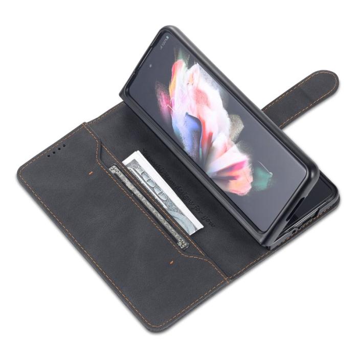AZNS - AZNS Samsung Galaxy Z Fold3 Plånboksfodral Konstläder - Svart