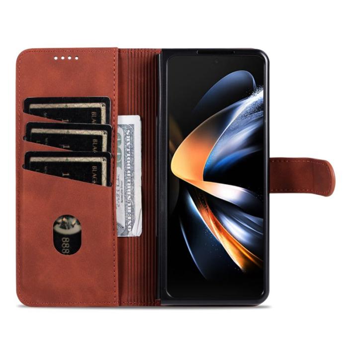 AZNS - AZNS Samsung Galaxy Z Fold4 5G Plånboksfodral Konstläder - Brun