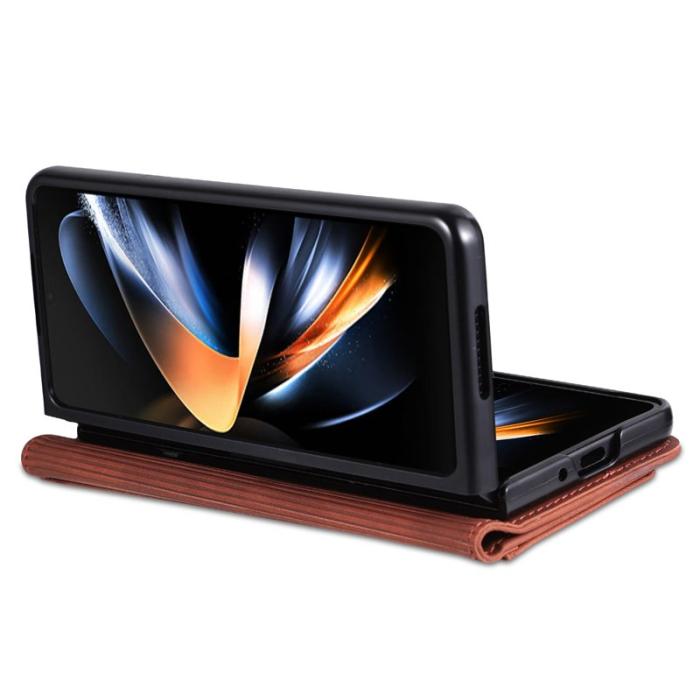 AZNS - AZNS Samsung Galaxy Z Fold4 5G Plånboksfodral Konstläder - Brun