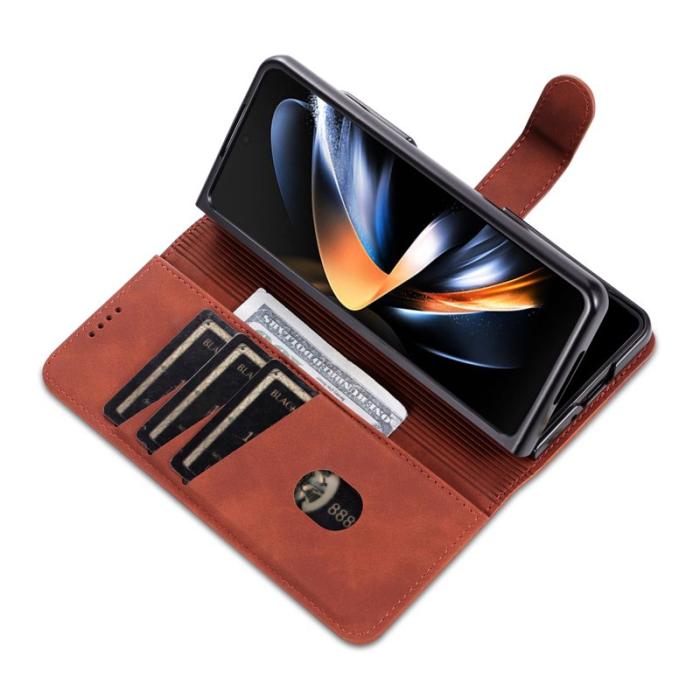 AZNS - AZNS Samsung Galaxy Z Fold4 5G Plånboksfodral Konstläder - Brun