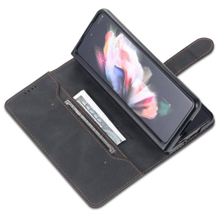 AZNS - AZNS Samsung Galaxy Z Fold4 5G Plånboksfodral Konstläder - Svart