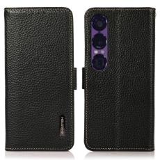 KHAZNEH - KHAZNEH Sony Xperia 1 VII Plånboksfodral RFID Äkta läder - Svart