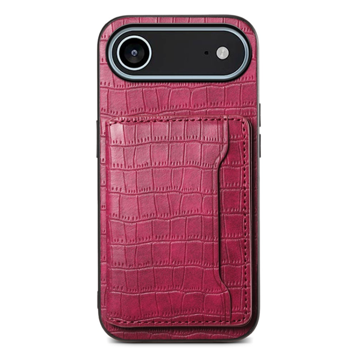 A-One Brand - iPhone 17 Air Mobilskal Korthållare Crocodile - Röd