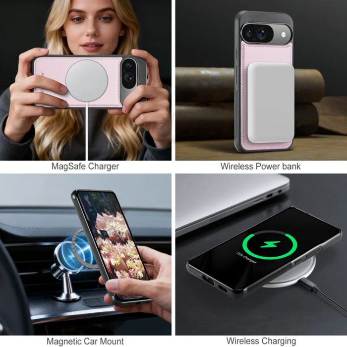 OEM - JEEHOOD Google Pixel 10 Pro Fodral KonstLäder - Rosa