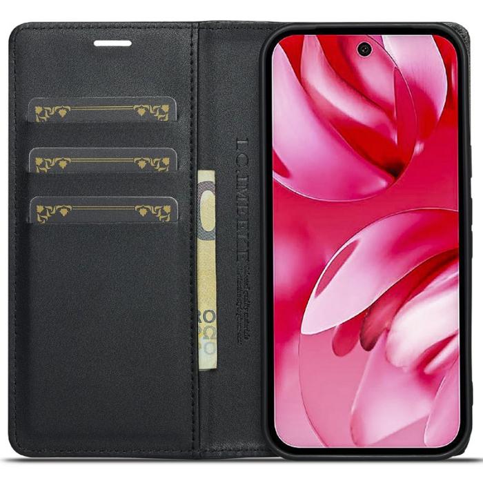 LC.imeeke - LC.IMEEKE Google Pixel 9a Konstläder Plånboksfodral - Kolfiber - Vit