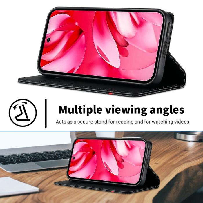 LC.imeeke - LC.IMEEKE Google Pixel 9a Konstläder Plånboksfodral - Kolfiber - Vit