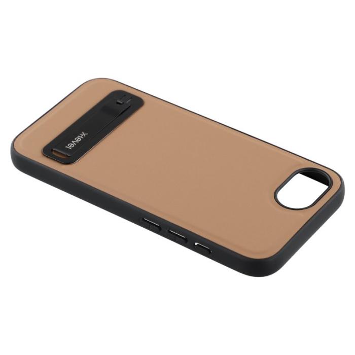 X-Level - X-LEVEL iPhone 16e Fodral Konstläder belagt TPU med Ställ - Brun