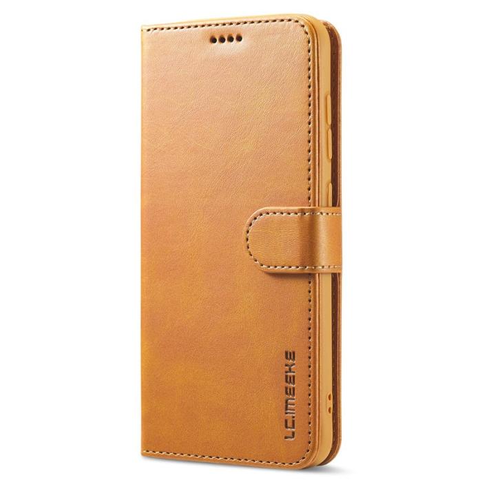 LC.imeeke - LC.IMEEKE Samsung Galaxy S21 FE Plånboksfodral i Konstläder - Brun