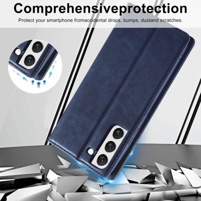 LC.imeeke - LC.IMEEKE Samsung Galaxy S21 FE Konstläder Plånboksfodral - RFID-Skydd - Blå