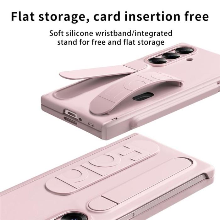 A-One Brand - Mobilskal För Galaxy Z Fold 8 Kortfack Kickstand med Skärmskydd - Rosa