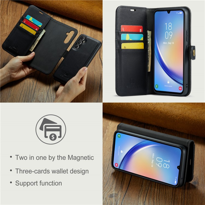 DG.MING - DG.MING Galaxy A34 5G Plånboksfodral Äkta Läder 2in1 - Svart