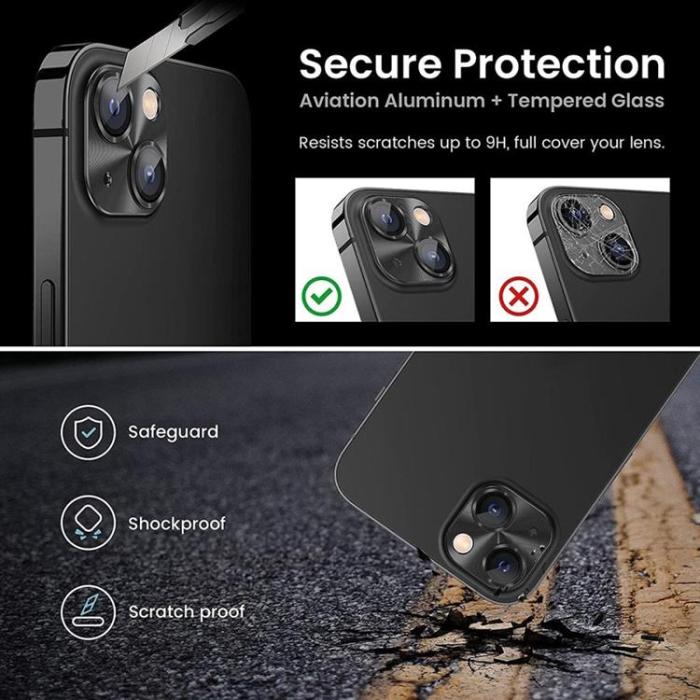 HAT PRINCE - ENKAY iPhone 14/14 Plus Kameralinsskydd i Härdat glas - Blå