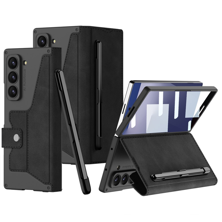GKK Galaxy Z Fold 7 Plånboksfodral Pennhållare Med Härdat Glas - Svart | 2353 | AlltMobil