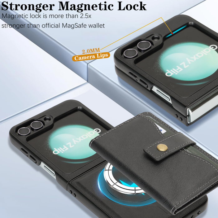 A-One Brand - Galaxy Z Flip 6 Mobilskal MagSafe Detachable Korthållare Kickstand