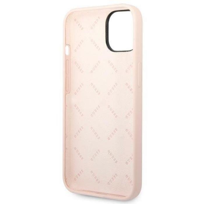 Guess - GUESS iPhone 14 Plus Skal Silicone Triangle - Rosa