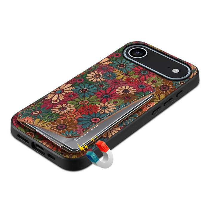 A-One Brand - iPhone 17 Air Mobilskal Korthållare Blommor - Vår / Grön