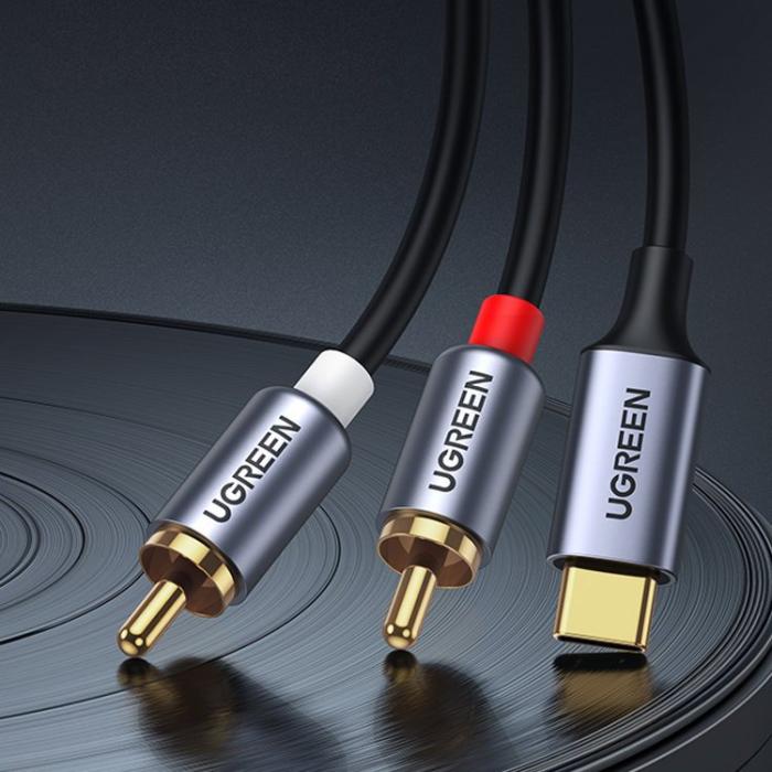 Ugreen - Ugreen Audio Kabel USB-C Hane 2RCA Hane 1.5m - Grå