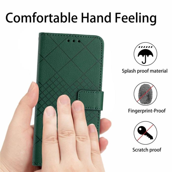 OEM - Samsung Galaxy S26 Fodral Imprint Konstläder Flip Folio - Grön
