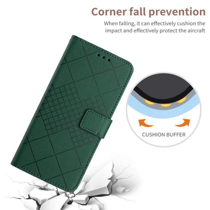 OEM - Samsung Galaxy S26 Fodral Imprint Konstläder Flip Folio - Grön