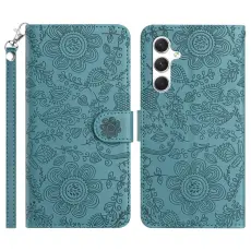 OEM - Samsung Galaxy S26 Pl&aring;nboksfodral Blomm&ouml;nster Konstl&auml;der Flip - Gr&ouml;n