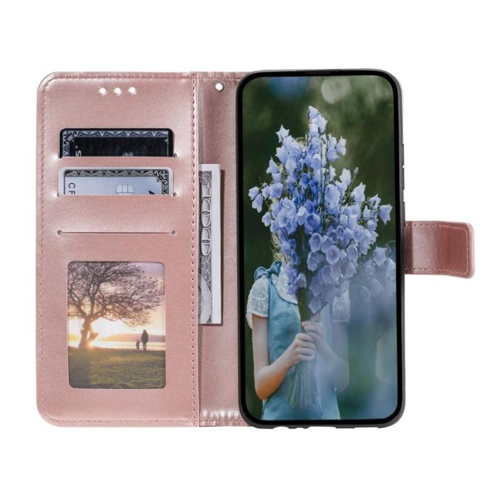 OEM - Samsung Galaxy S26 Plus Plånboksfodral Konstläder Imprinted Totem - Roséguld