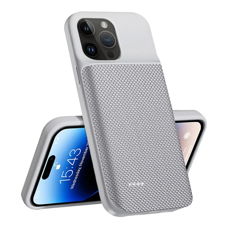 iPhone 14 Pro Batteriskal 6800mAh Rechargeable Oxford Cloth - Silver | 2353 | AlltMobil