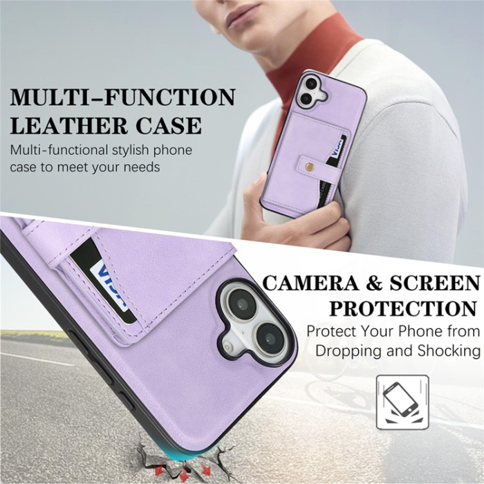 A-One Brand - iPhone 17 Mobilskal MagSafe Detachable Korthållare - Lila