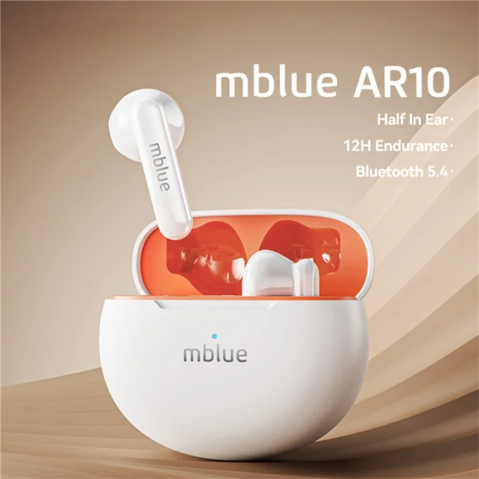 OEM - TWS In-Ear Sport Hörlurar Bluetooth Low Latency MBLUE AR10 - Vit