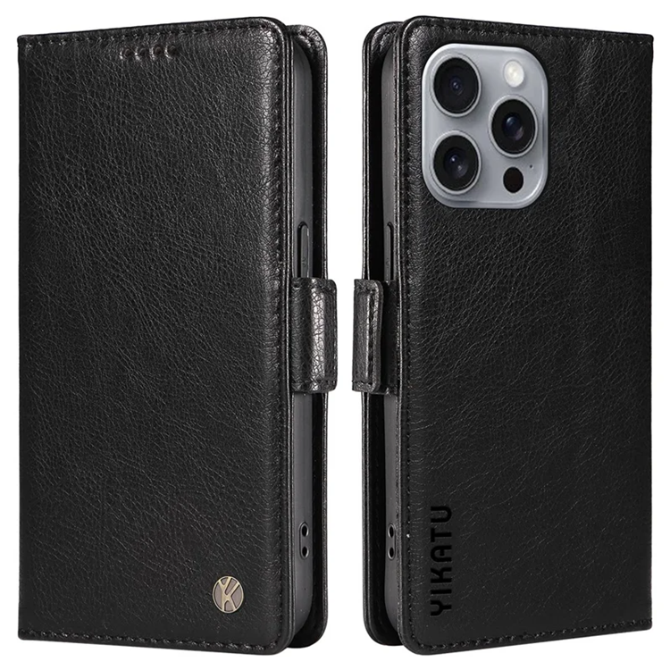 YIKATU iPhone 16 Pro Max Plånboksfodral Litchi Texture - Svart | 2353 | AlltMobil