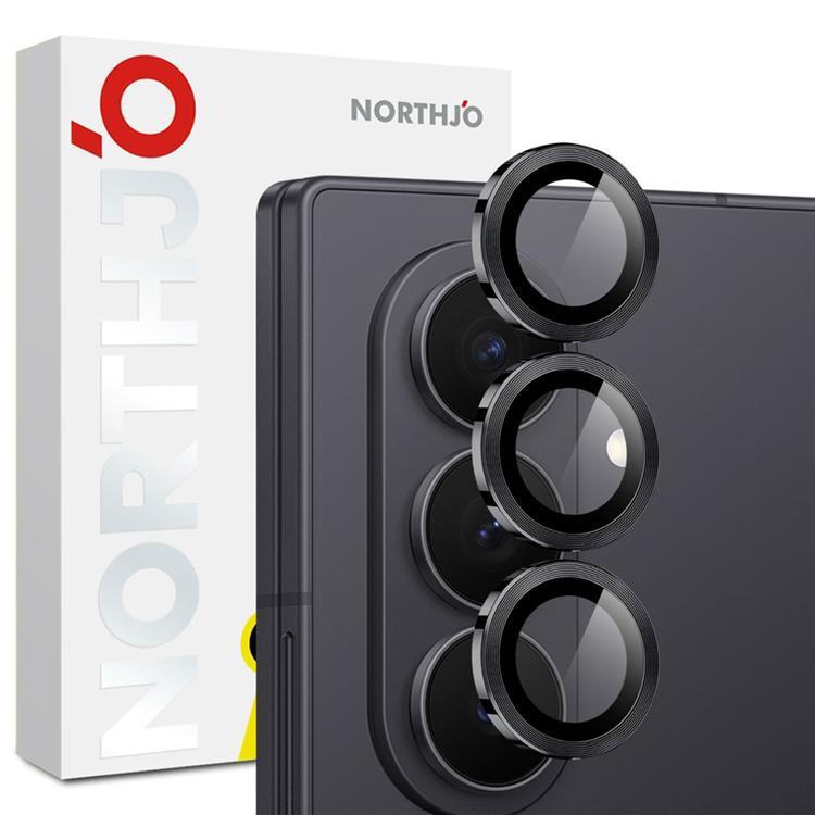 NORTHJO Kameralinsskydd Härdat glas För Galaxy Z Fold 8 Metal Ring - Svart | 5468 | AlltMobil