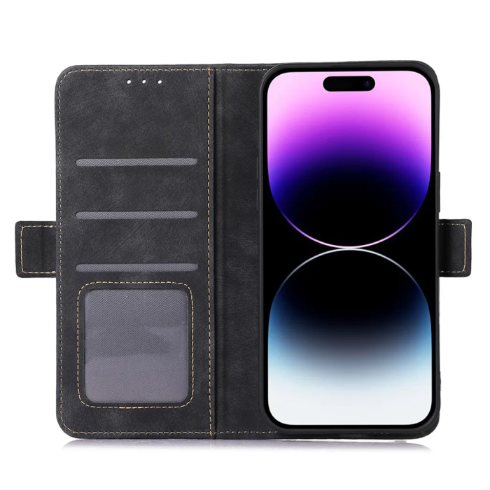 ABEEL - ABEEL iPhone 15 Pro Plånboksfodral - Svart